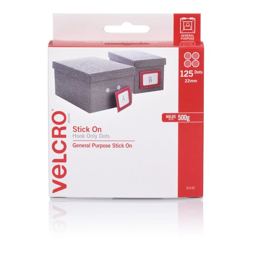 Velcro Spots Hook 22MM (125) White Disp