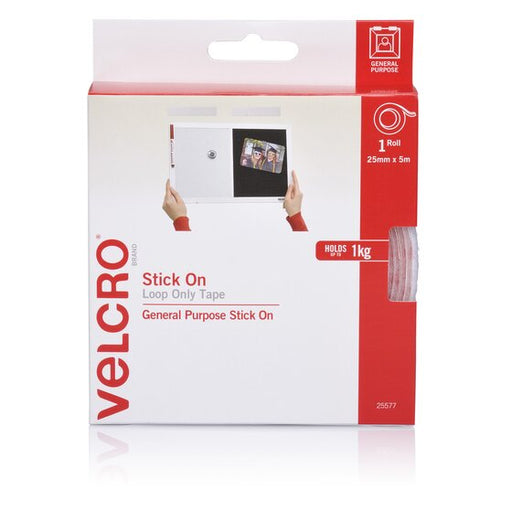 Velcro Stick on Loop Only 25MMX5M White