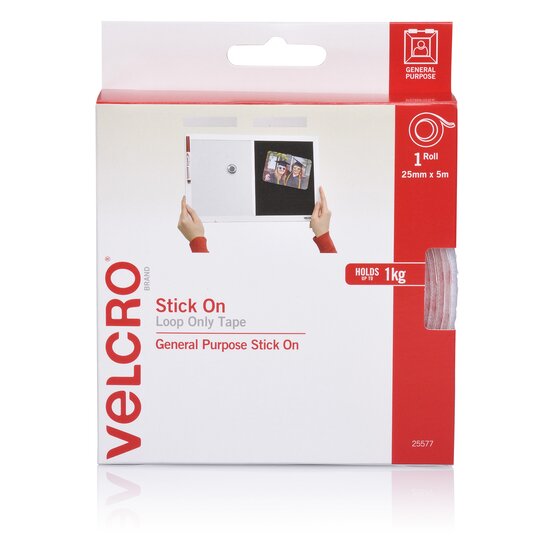 Velcro Stick on Loop Only 25MMX5M White