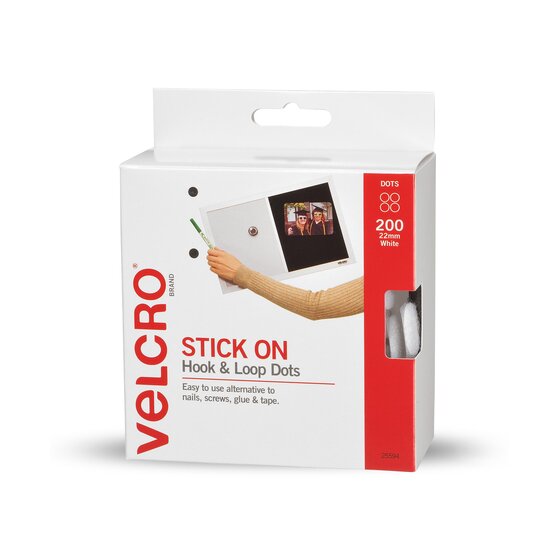 Velcro Spots Hook and Loop 22MM(200 Spots) White Disp