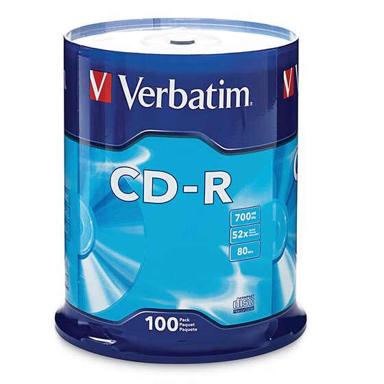 Verbatim Cd-r 80 Minute 52X 700MB 100 Pack