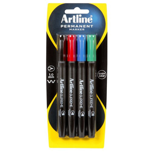 Artline Supreme Permanent Marker Assorted 4 Pack