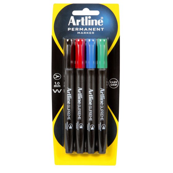 Artline Supreme Permanent Marker Assorted 4 Pack