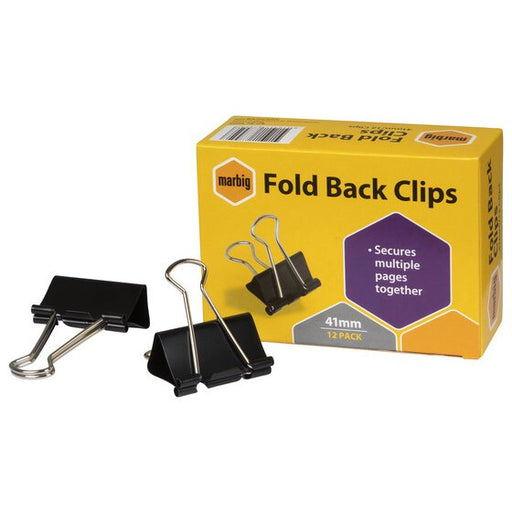 Marbig Fold Back Clips 41MM Box 12