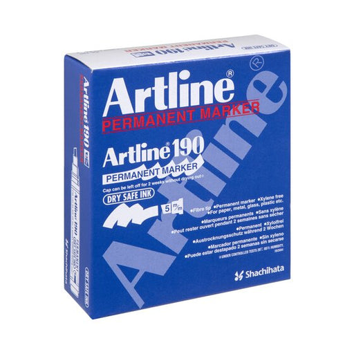 Artline 190 Permanent Marker 5MM Chisel Nib Black