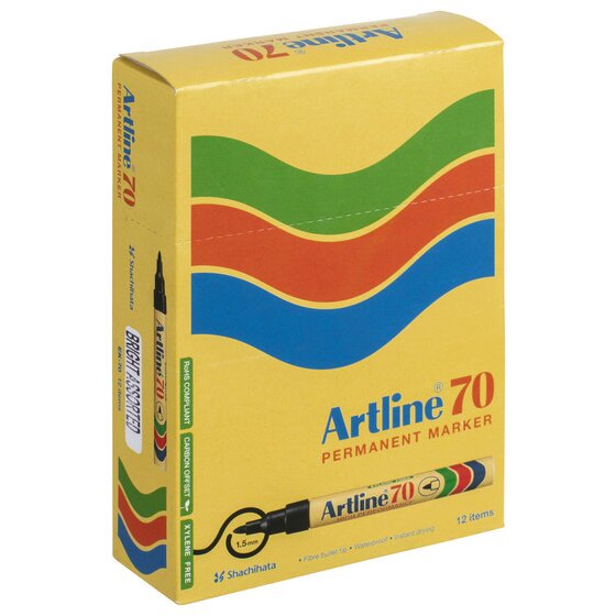 Artline 70 Permanent Marker 1.5MM Bullet Nib Brights Assorted
