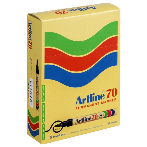Artline 70 Permanent Marker 1.5MM Bullet Nib Light Blue