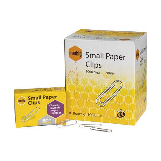 Marbig Paper Clips 28MM Small Box 100 28MM Small Box 100