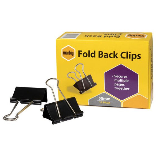Marbig Fold Back Clips 50MM Box 12