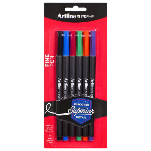Artline Supreme Fineliner Pen 0.4MM Assorted PACK6