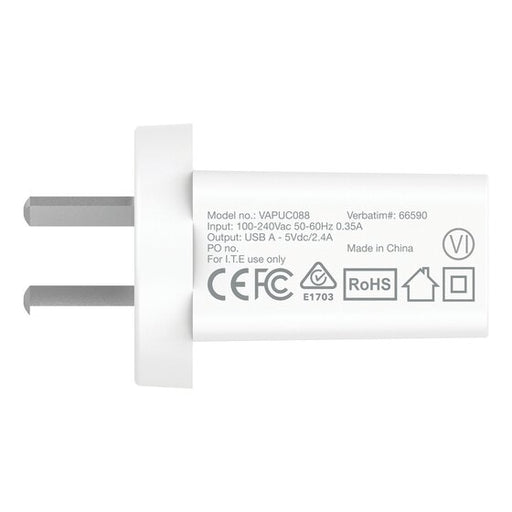 Verbatim Single USB Port Wall Charger 2.4A