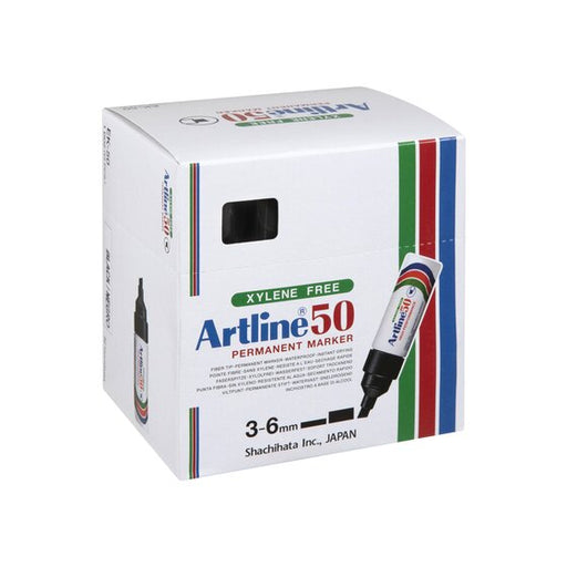 Artline 50 Permanent Marker 6MM Chisel Nib Black