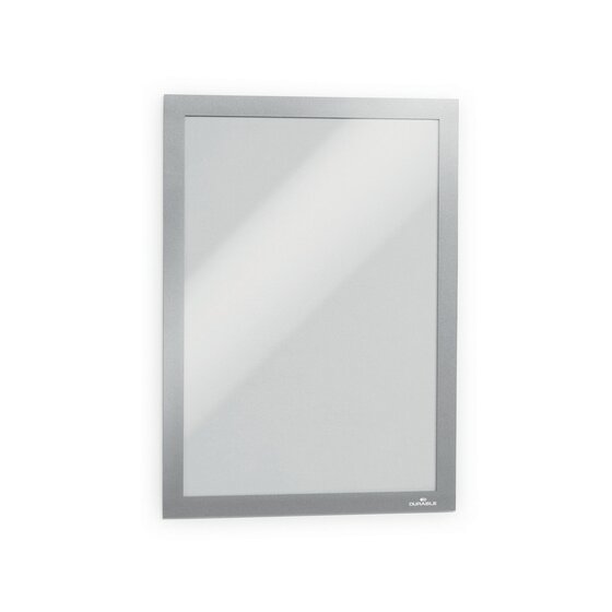 Durable Duraframe Self-adhesive Sign Holder A4 Silver PACK2
