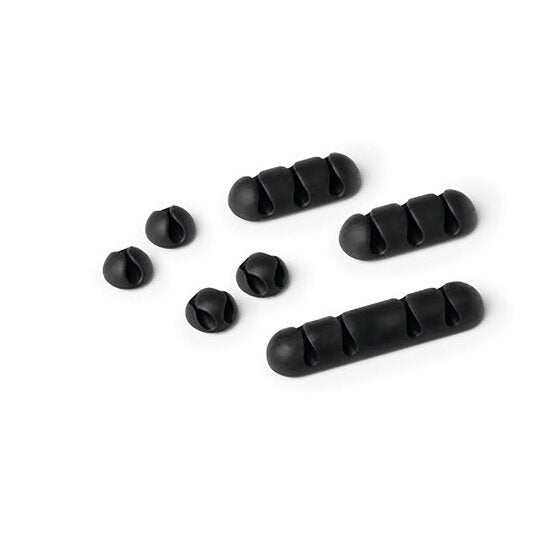Durable Cavoline Self-adh Cable Clips Mixed, Graphite PACK7