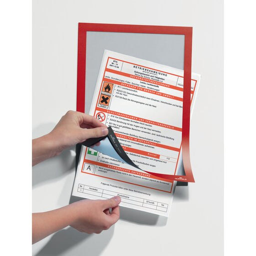 Durable Duraframe Self-adhesive Sign Holder A4 Red PACK1