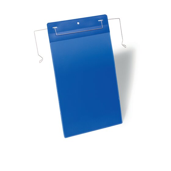 Durable Logistic Pockets with Wire Hanger A4 Portrait PACK50 Blue
