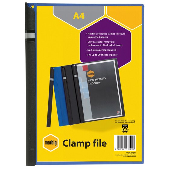 Marbig Spine Clamp File A4 Blue