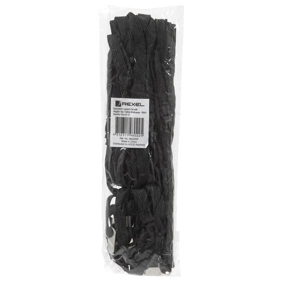Rexel Id Flat Style Lanyards with Alligator CLIP/ 10PACK Black