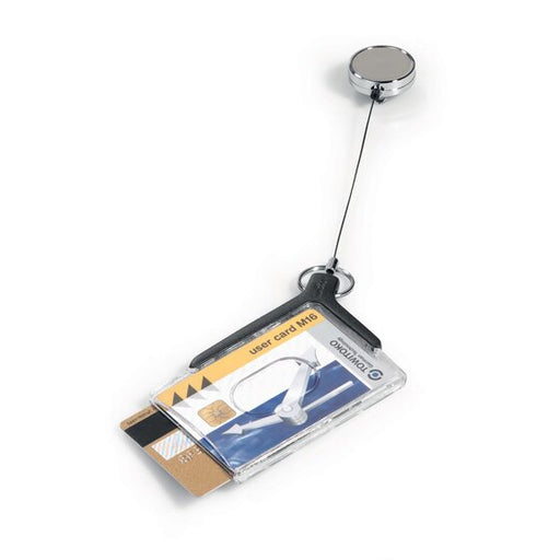 Durable Deluxe Pro Duo Card Holder with Reel Charcoal Pack 1