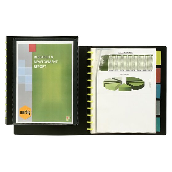 Marbig Kwik Zip Refillable Display Book A4 Insert Cover & 5 Dividers