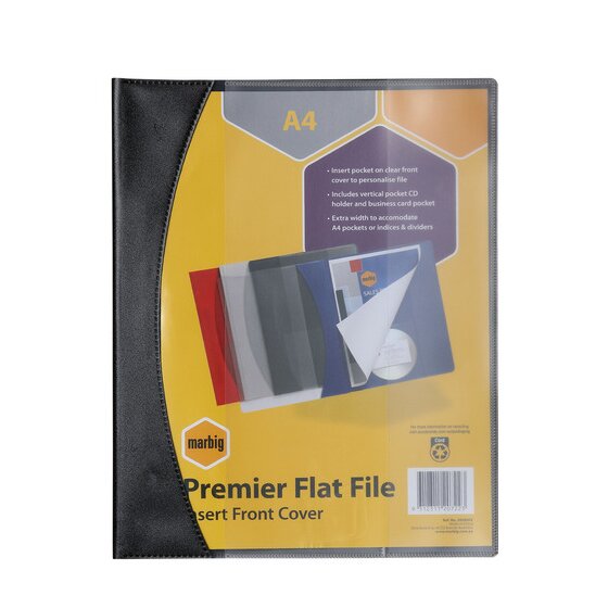 Marbig Flat Files W/ Insert Cover A4 Premier Black