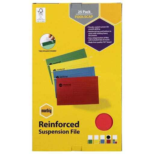 Marbig Reinforced Suspension File Fc Complete Red BOX25