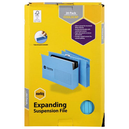Marbig Expanding Suspension Files Com Blue PACK20