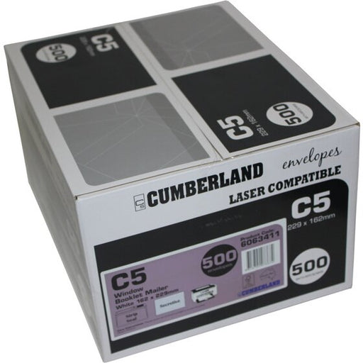 Cumberland Booklet Mailer with Window 90GSM C5 162X229MM White BOX500