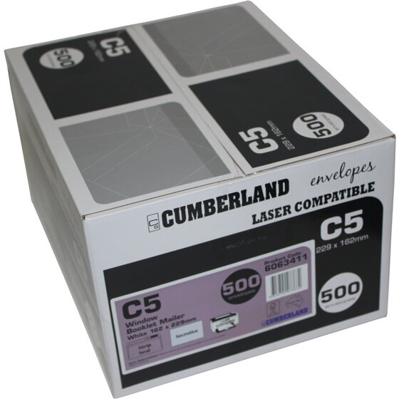 Cumberland Booklet Mailer with Window 90GSM C5 162X229MM White BOX500