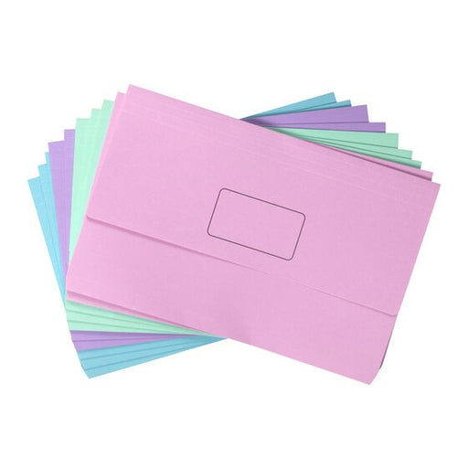 Marbig Slimpick Foolscap Document Wallet Pastels Assorted PACK10
