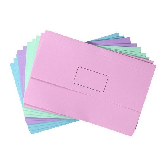 Marbig Slimpick Foolscap Document Wallet Pastels Assorted PACK10