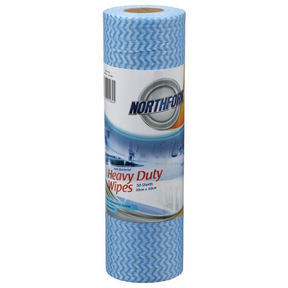 Northfork Heavy Duty Antibacterial Perforated Wipe PK50