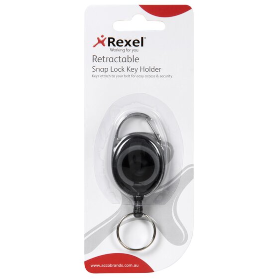 Rexel Id Snap Lock Retractable Keyholder Charcoal (hangsell)