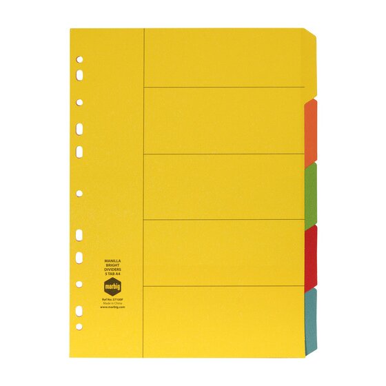 Marbig Indices & Dividers 5 Tab Manilla A4 Brights