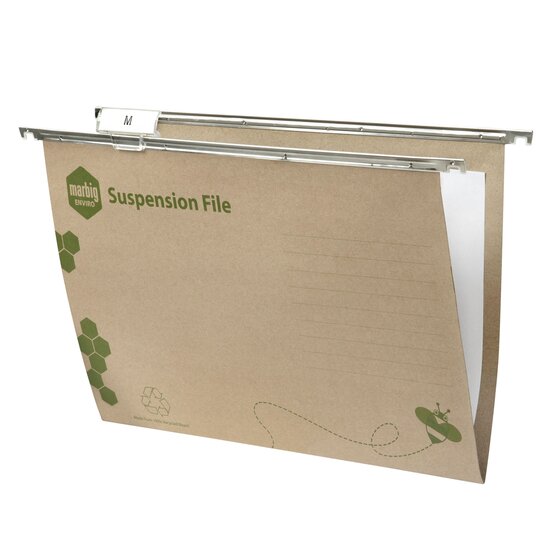 Marbig Enviro Suspension Files Complete Kraft W/NYLON Runners Box 50