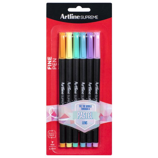Artline Supreme Fineliner Pen 0.4MM Pastel 6PACK