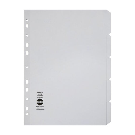Marbig Indices & Dividers 5 Tab Manilla A4 White