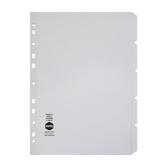 Marbig Indices & Dividers 5 Tab Manilla A4 White