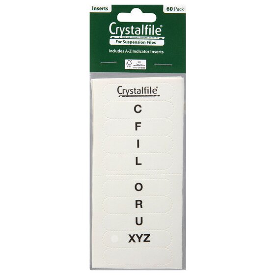 Crystalfile Inserts A-z White Pack 60