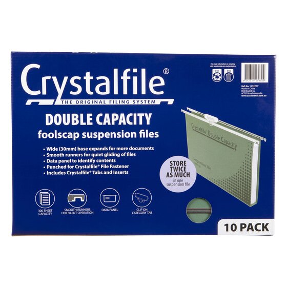 Crystalfile Complete Suspension Files Foolscap Double Cap Pack 10