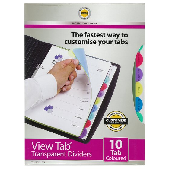 Marbig Professional Indices & Dividers 10 Tab PP A4 Multi Coloured