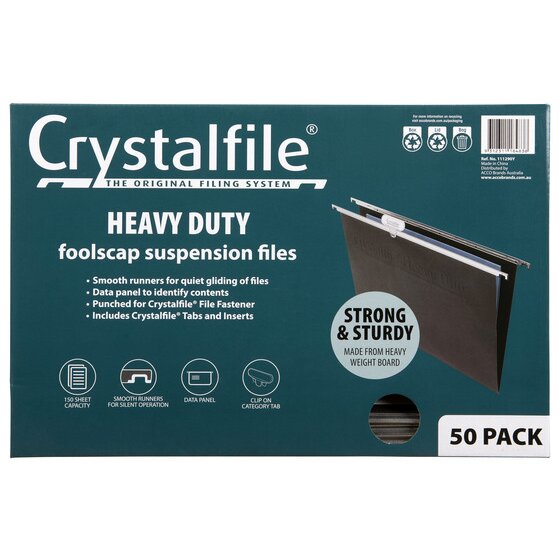 Crystalfile Complete Suspension Files Foolscap Heavy Duty Pack 50