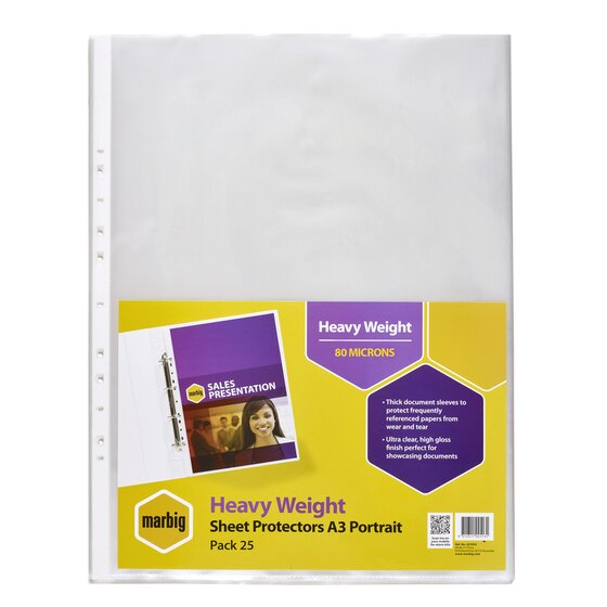 Marbig Sheet Protectors Heavyweight A3 Portrait 25PACK