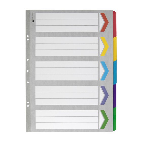 Marbig Indices & Dividers 5 Tab Reinforced A3 Portrait