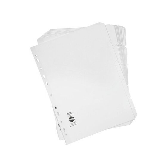 Marbig Indices & Dividers 5 Tab Manilla A4 White Bulk
