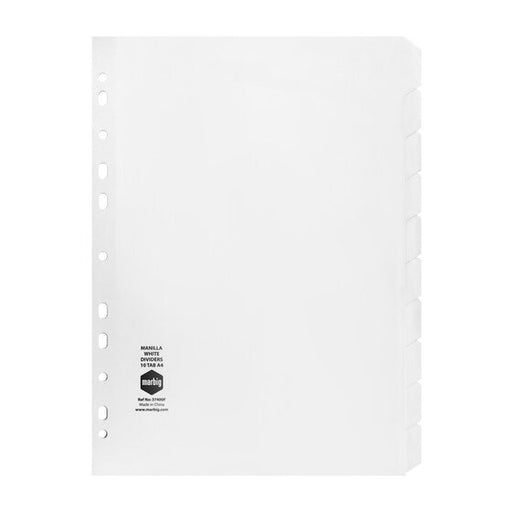 Marbig Indices & Dividers 10 Tab Manilla A4 White
