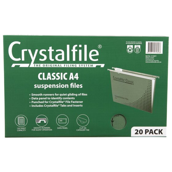 Crystalfile Complete Suspension Files A4 Classic Pack 20