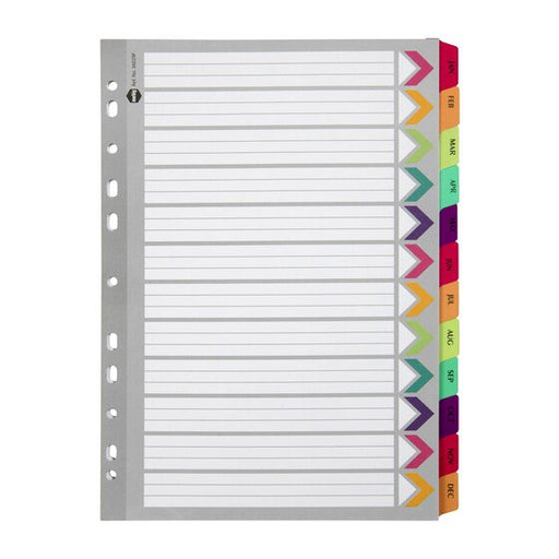 Marbig Indices & Dividers Jan-dec Tab Reinforced A4 Fluoro