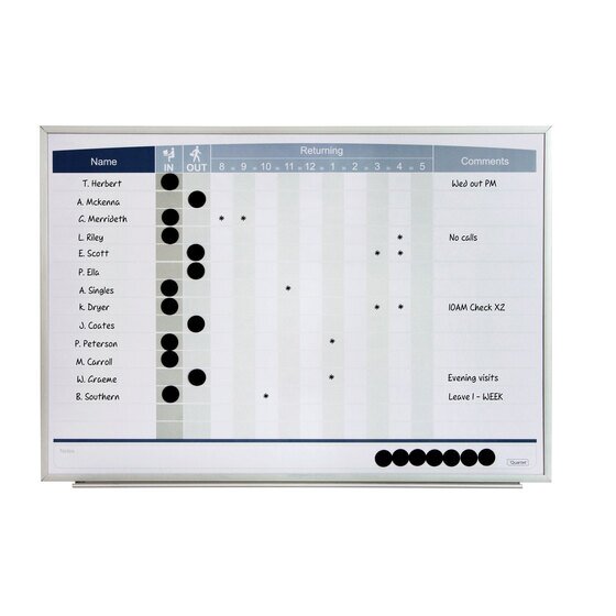 Quartet Planner Board Matrix IN/OUT 410X580MM