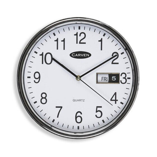 Carven Clock 285MM Silver Rim with Date
